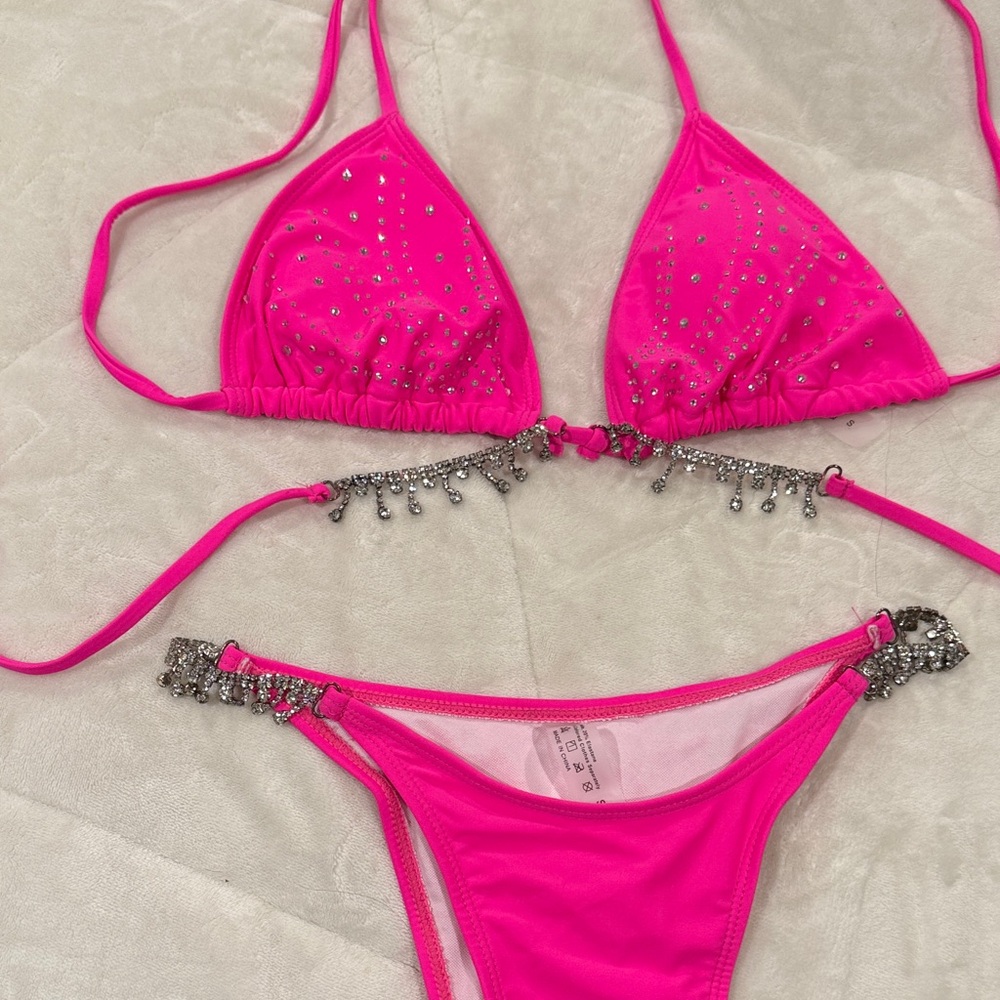 SHEIN Hot Pink Bikini with Silver Accents
